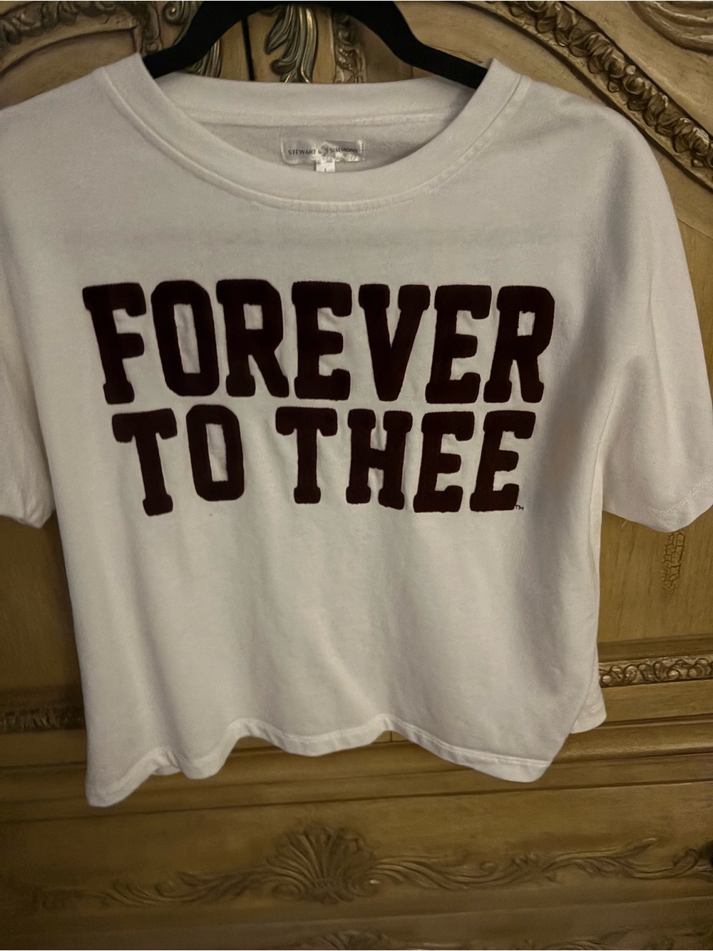 Stewart Simmons Graphic Tee with 'FOREVER TO THEE' Burgundy Lettering